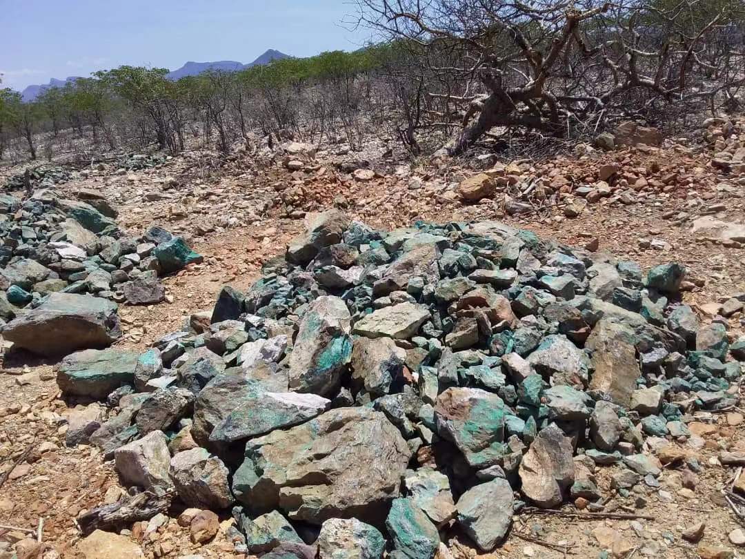 Malachite  and is typically associated with copper deposits around limestones, the source of the carbonate.